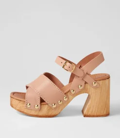 Hot Fillie Nude Leather Sandals Women Heels