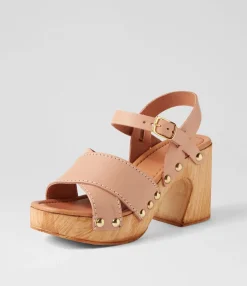 Hot Fillie Nude Leather Sandals Women Heels