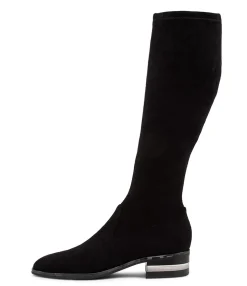 Online Flowe Black Microsuede Knee High Boots Bh Women Boots