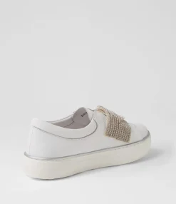 Store Flutters White Silver Leather Jewels Sneakers Women Sneakers