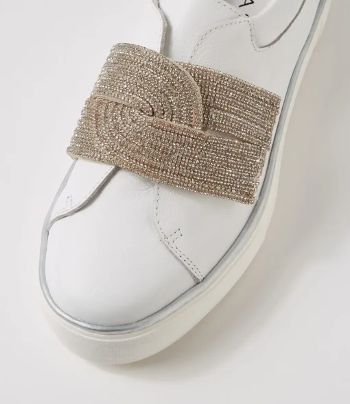 Store Flutters White Silver Leather Jewels Sneakers Women Sneakers