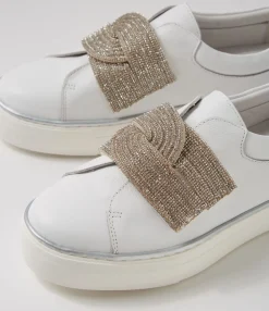 Store Flutters White Silver Leather Jewels Sneakers Women Sneakers