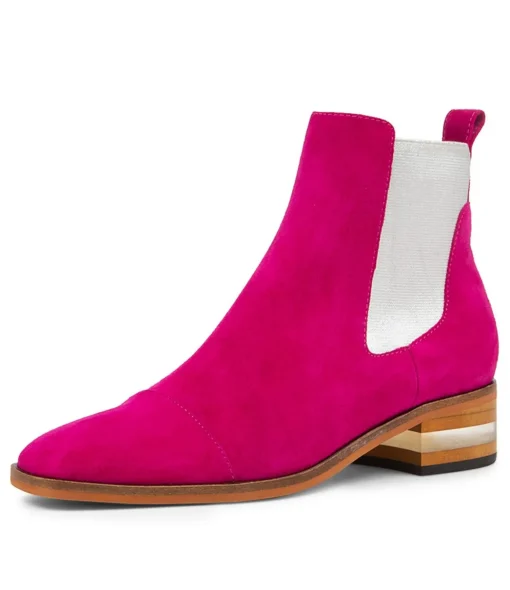 New Foro Dark Fuchsia Silver Suede Ankle Boots Women Ankle Boots
