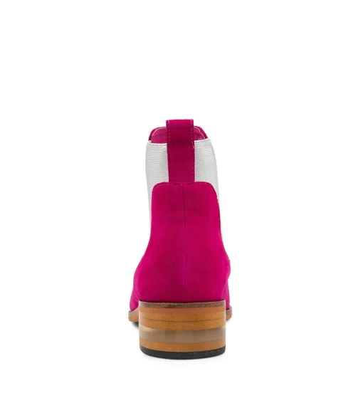 New Foro Dark Fuchsia Silver Suede Ankle Boots Women Ankle Boots