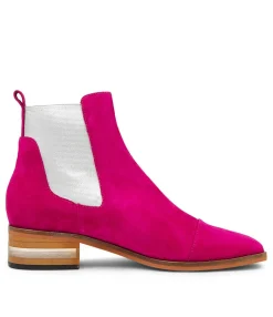 New Foro Dark Fuchsia Silver Suede Ankle Boots Women Ankle Boots