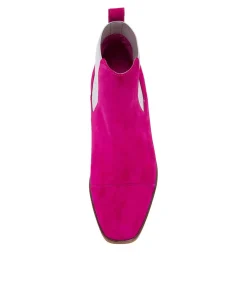 New Foro Dark Fuchsia Silver Suede Ankle Boots Women Ankle Boots