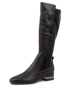 Fashion Fox Black Leather-Stretch Women Boots