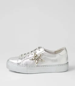 Clearance Foxxa Silver Leather Jewels Sneakers Women Sneakers