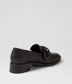 Best Freyah Black Leather Heels Women Loafers