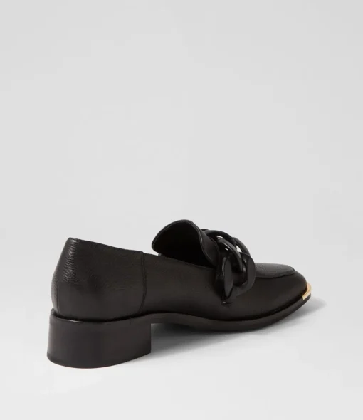 Best Freyah Black Leather Heels Women Loafers