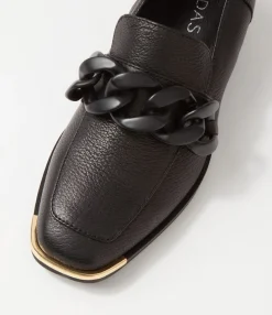 Best Freyah Black Leather Heels Women Loafers