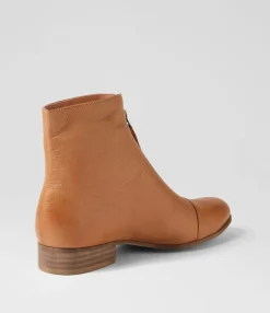 Best Sale Funni Dark Tan Leather Ankle Boots Women Ankle Boots