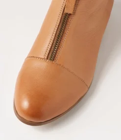 Best Sale Funni Dark Tan Leather Ankle Boots Women Ankle Boots