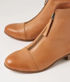 Best Sale Funni Dark Tan Leather Ankle Boots Women Ankle Boots
