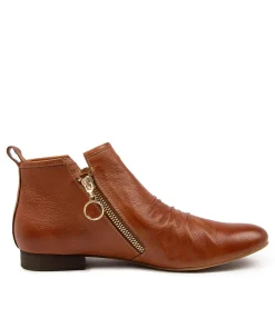 Clearance Gabrielle Tan Leather Women Ankle Boots