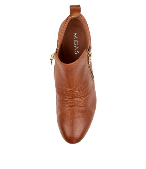Clearance Gabrielle Tan Leather Women Ankle Boots