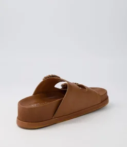 Outlet Gallie Toffee Leather Slides Women Sandals
