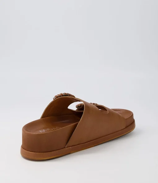 Outlet Gallie Toffee Leather Slides Women Sandals
