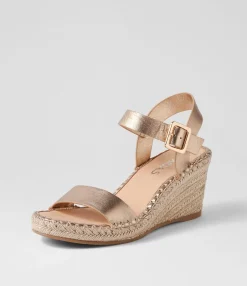 Cheap Georgi Champagne Rope Leather Espadrilles Women Heels