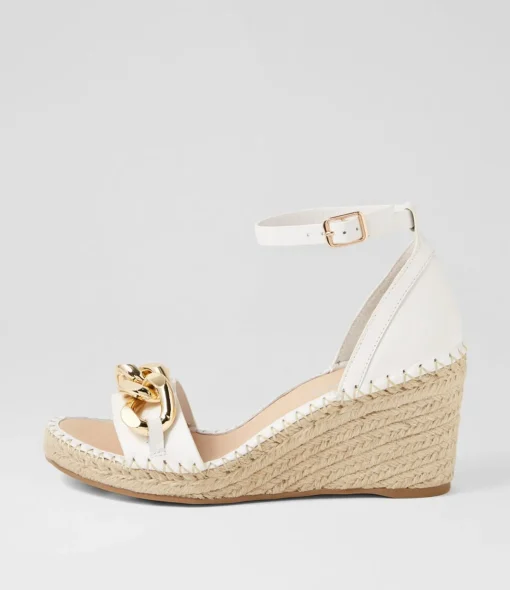Shop Geysi White Natural Rope Leather Sandals Women Wedges