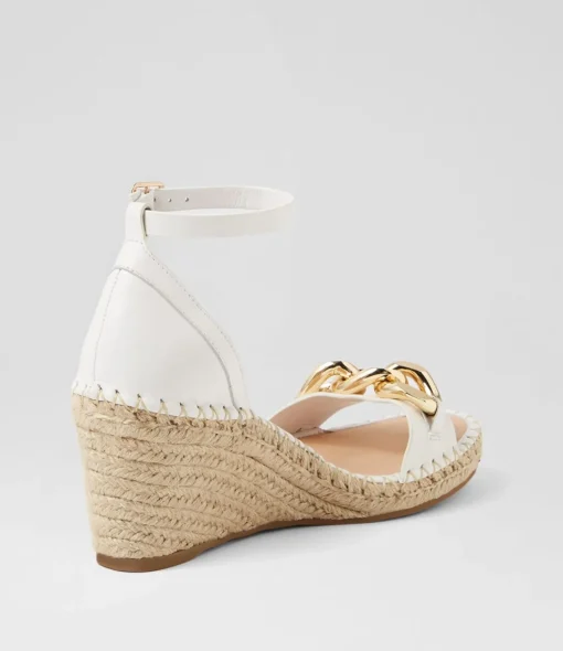 Shop Geysi White Natural Rope Leather Sandals Women Wedges