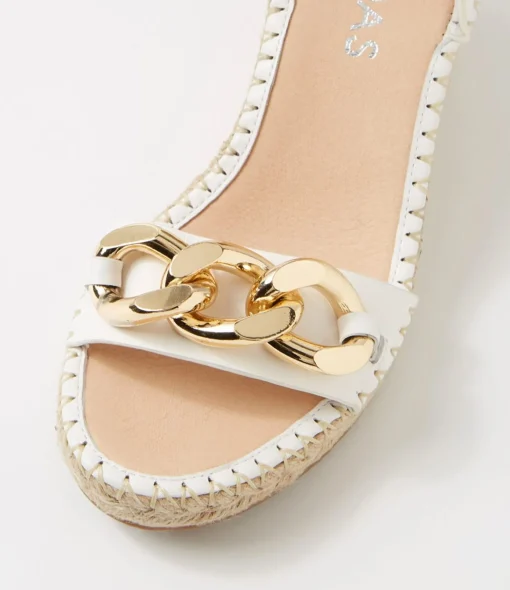 Shop Geysi White Natural Rope Leather Sandals Women Wedges