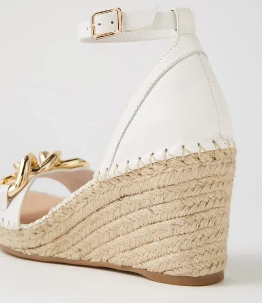 Shop Geysi White Natural Rope Leather Sandals Women Wedges