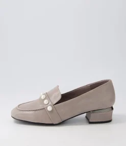 Outlet Gilded Pewter Shimmer Leather Heels Women Loafers
