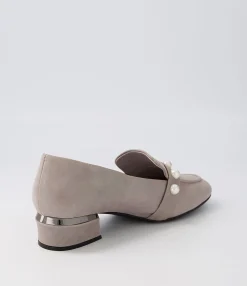 Outlet Gilded Pewter Shimmer Leather Heels Women Loafers