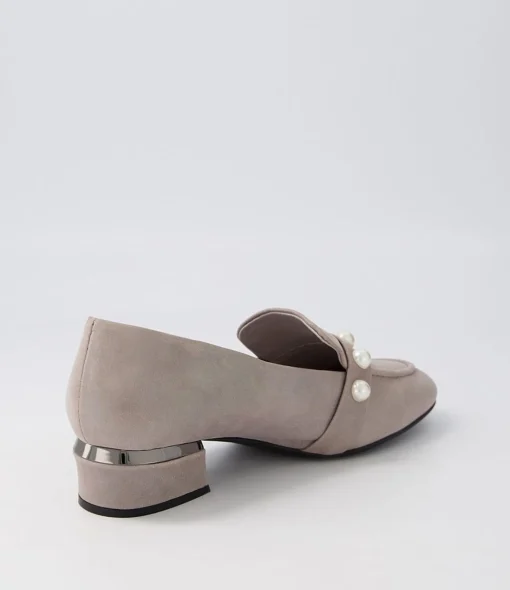 Outlet Gilded Pewter Shimmer Leather Heels Women Loafers