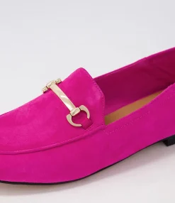 Best Sale Ginnas Fuchsia Suede Loafers Women Loafers