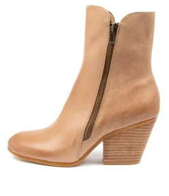Fashion Gist Cappuccino Leather Women Ankle Boots