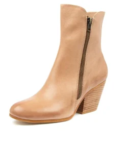 Fashion Gist Cappuccino Leather Women Ankle Boots