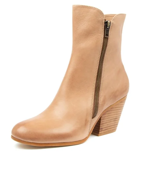Fashion Gist Cappuccino Leather Women Ankle Boots