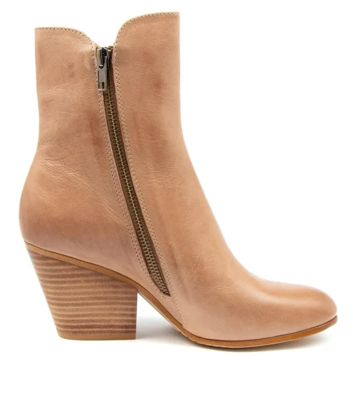 Fashion Gist Cappuccino Leather Women Ankle Boots