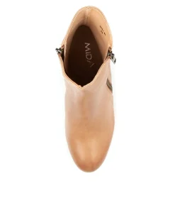Fashion Gist Cappuccino Leather Women Ankle Boots