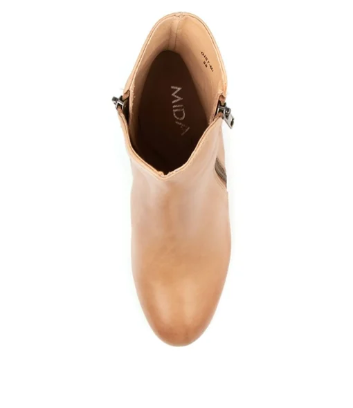 Fashion Gist Cappuccino Leather Women Ankle Boots