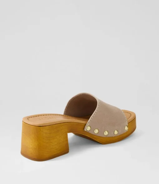 Best Sale Gladd Taupe Suede Sandals Women Heels