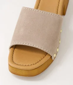 Best Sale Gladd Taupe Suede Sandals Women Heels