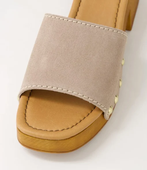 Best Sale Gladd Taupe Suede Sandals Women Heels