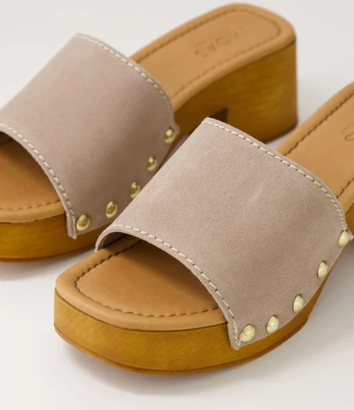 Best Sale Gladd Taupe Suede Sandals Women Heels