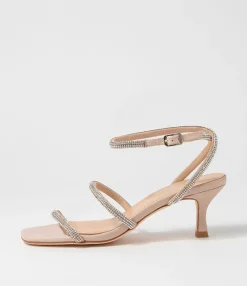 Fashion Glamm Dark Nude Clear Leather Jewels Sandals Women Heels