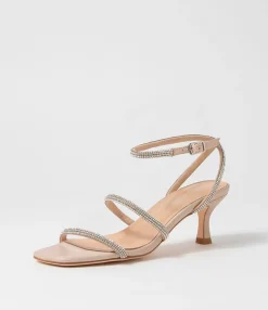 Fashion Glamm Dark Nude Clear Leather Jewels Sandals Women Heels