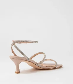Fashion Glamm Dark Nude Clear Leather Jewels Sandals Women Heels