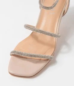 Fashion Glamm Dark Nude Clear Leather Jewels Sandals Women Heels