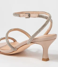 Fashion Glamm Dark Nude Clear Leather Jewels Sandals Women Heels