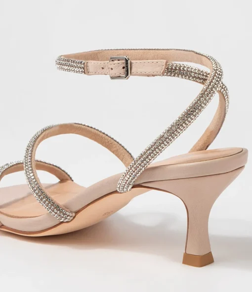 Fashion Glamm Dark Nude Clear Leather Jewels Sandals Women Heels