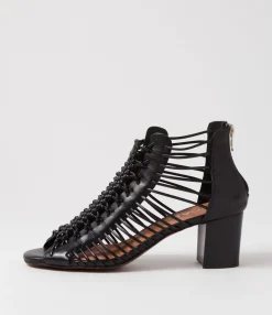Flash Sale Glennora Black Leather Sandals Women Heels