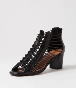 Flash Sale Glennora Black Leather Sandals Women Heels
