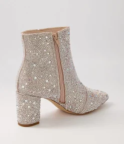 Store Glistin Silver Jewel Fabric Ankle Boots Women Ankle Boots